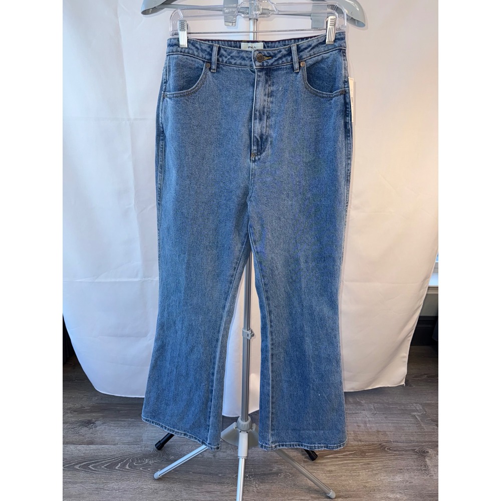RVCA Camille Rowe UVIN High Waisted Flare Jeans Blue Wide Leg Womens 30